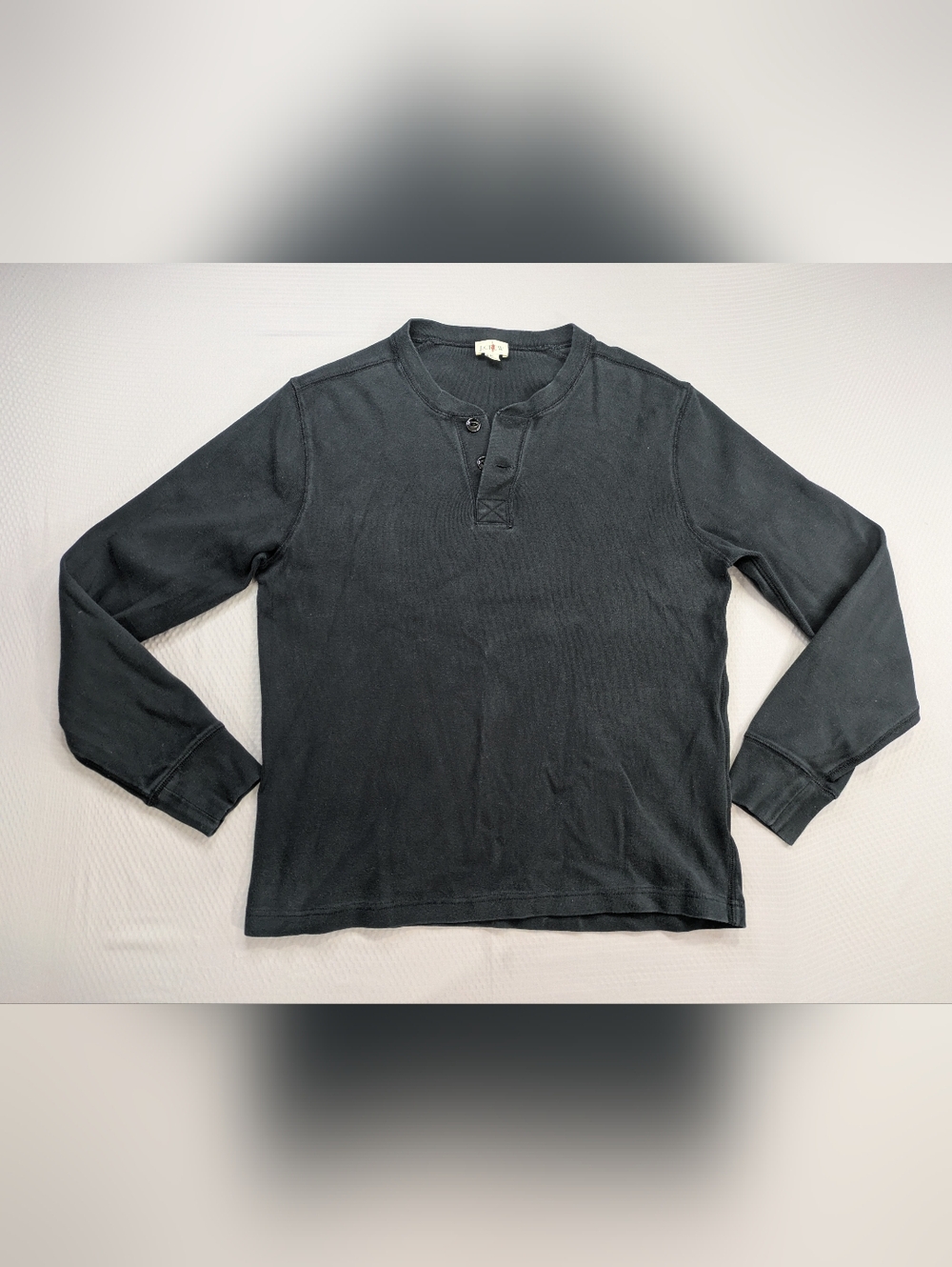 JJ Crew Men's Black Long Sleeve Henley T-Shirt 100% Cotton Size M
